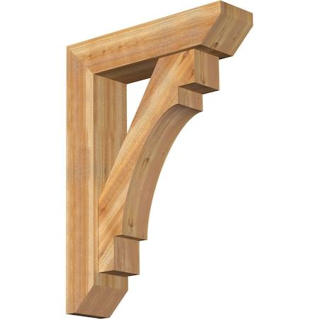 Ekena Millwork Merced Slat Rough Sawn Bracket w/ Offset Brace, Western Red Cedar, 8"W x 32"D x 44"H BKT0806X32X44MRC06RWR